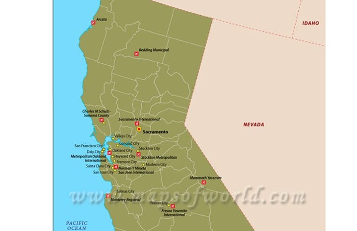 日本から直行便のあるアメリカ,カリフォルニア州の空港!州全ての空港も バラ色の英語